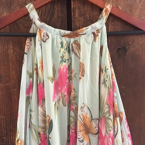 Chicwish Floral Maxi Dress - Green and Pink - Picture 2 of 9